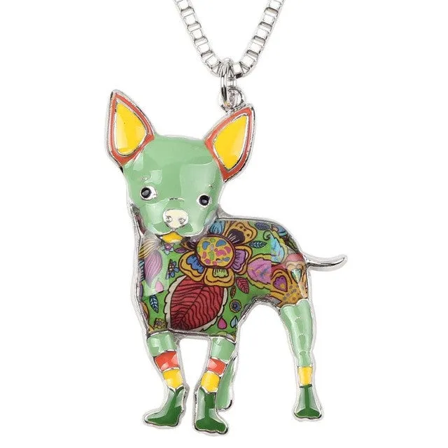 Bonsny Maxi Statement Metal Alloy Chihuahuas Dog Choker Necklace Chain Collar Pendant 2016 Fashion New Enamel Jewelry For Women