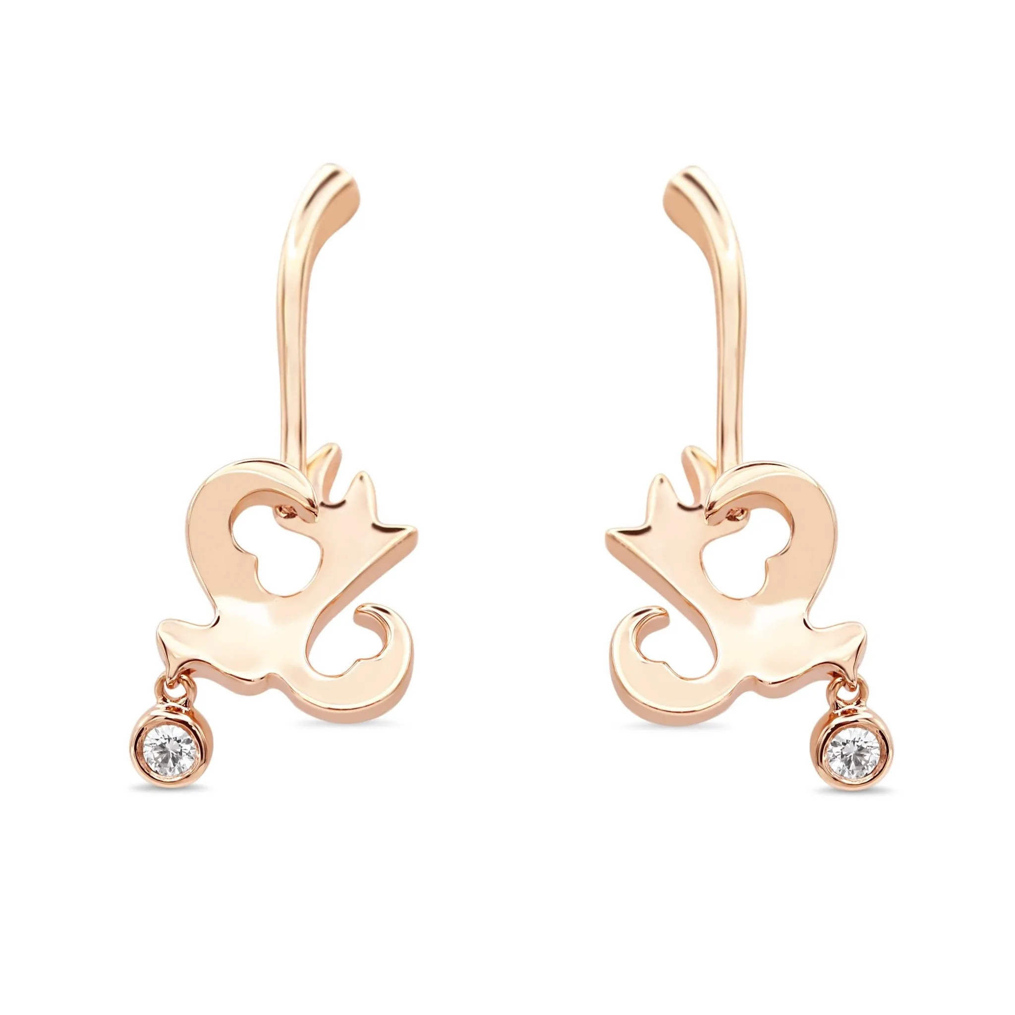 Boodles Diamond Set Lovebird Design Drop Earrings - 18ct Rose Gold