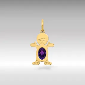 Boy February Birthstone Garnet Pendant