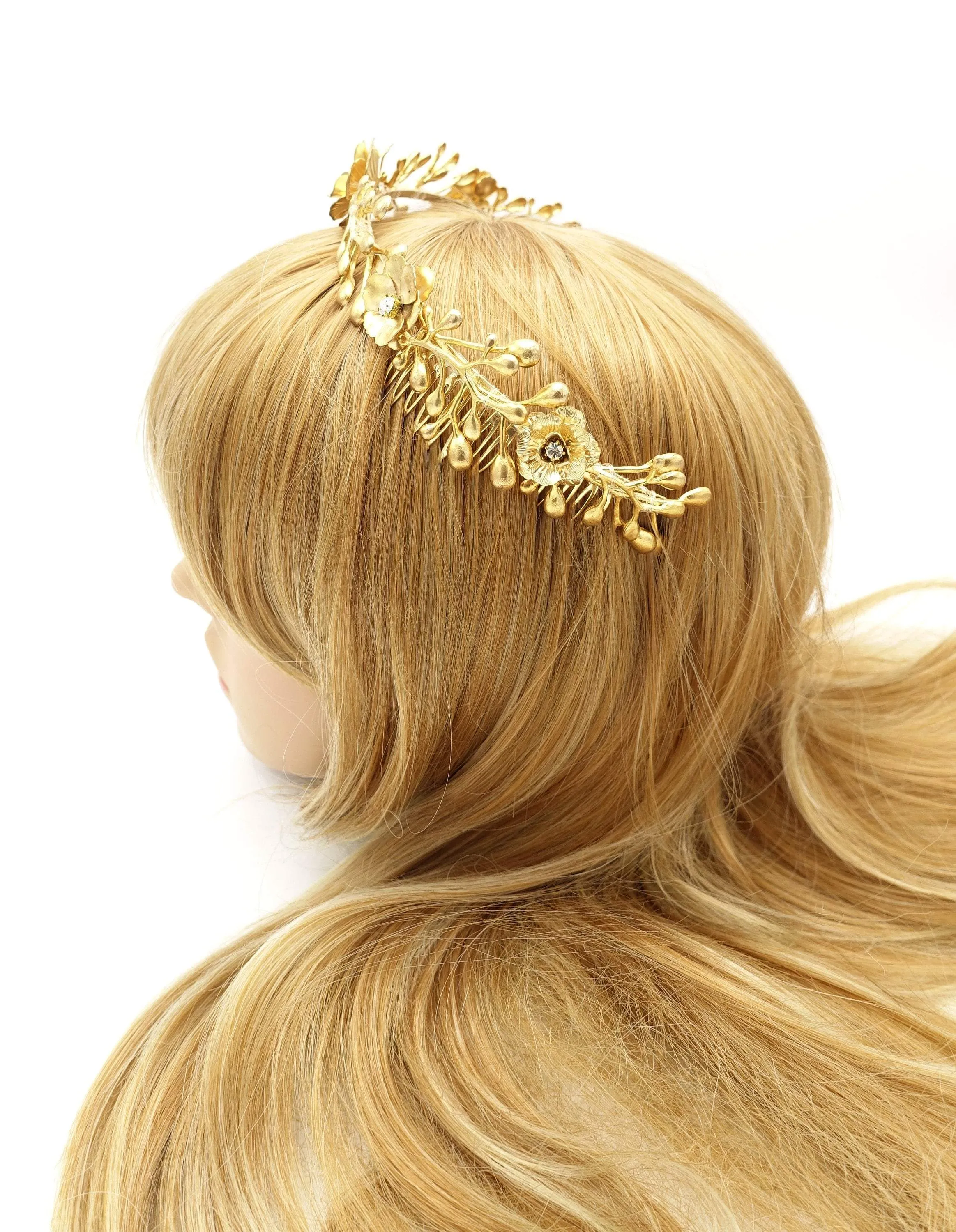 bridal tiara headband flower branch wedding hairband for brides