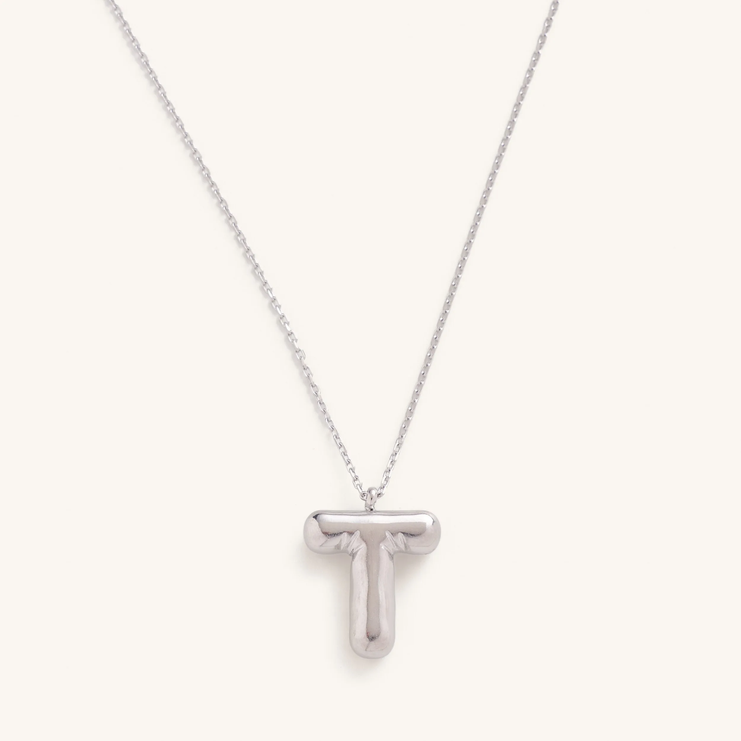 Bubble Initial Charm Necklaces- Silver