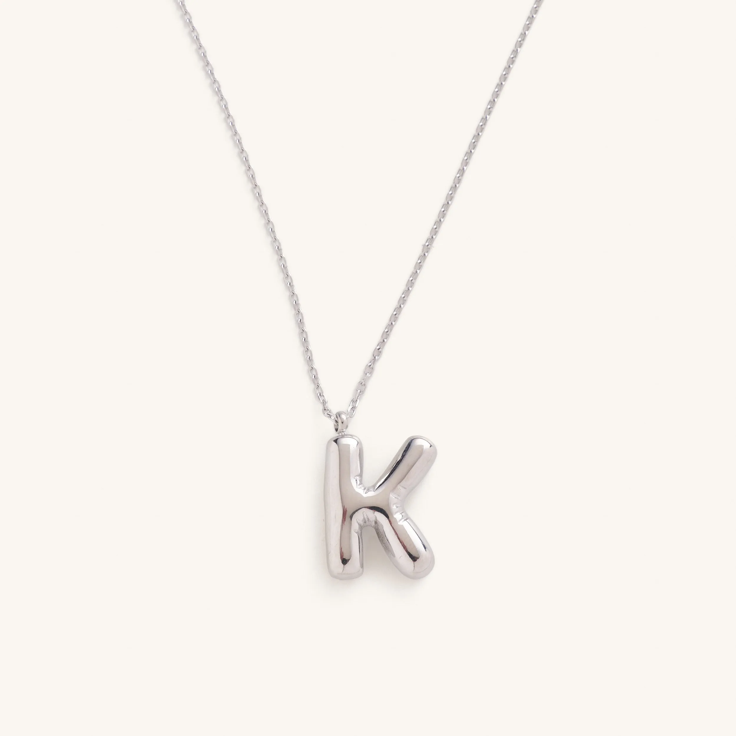 Bubble Initial Charm Necklaces- Silver