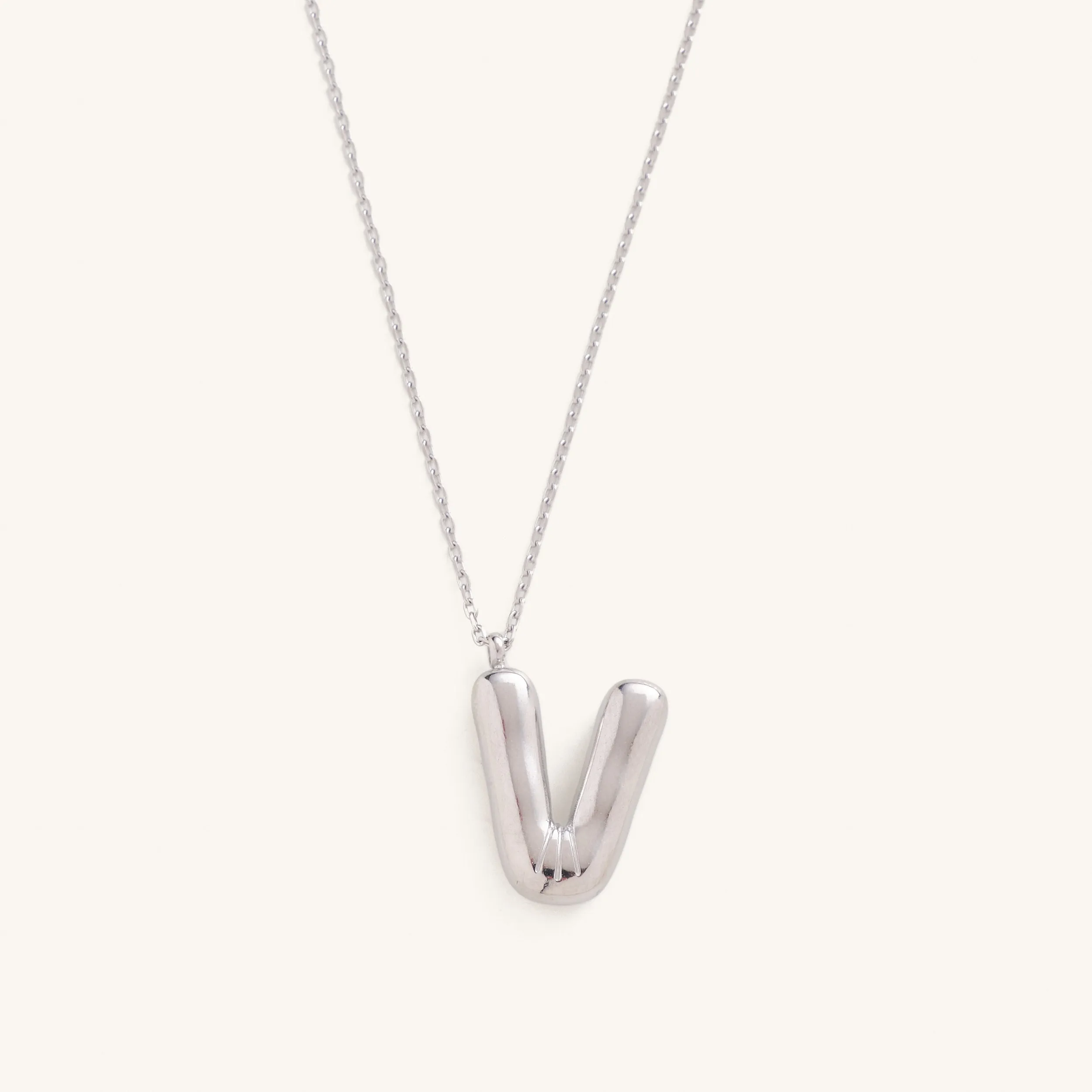 Bubble Initial Charm Necklaces- Silver