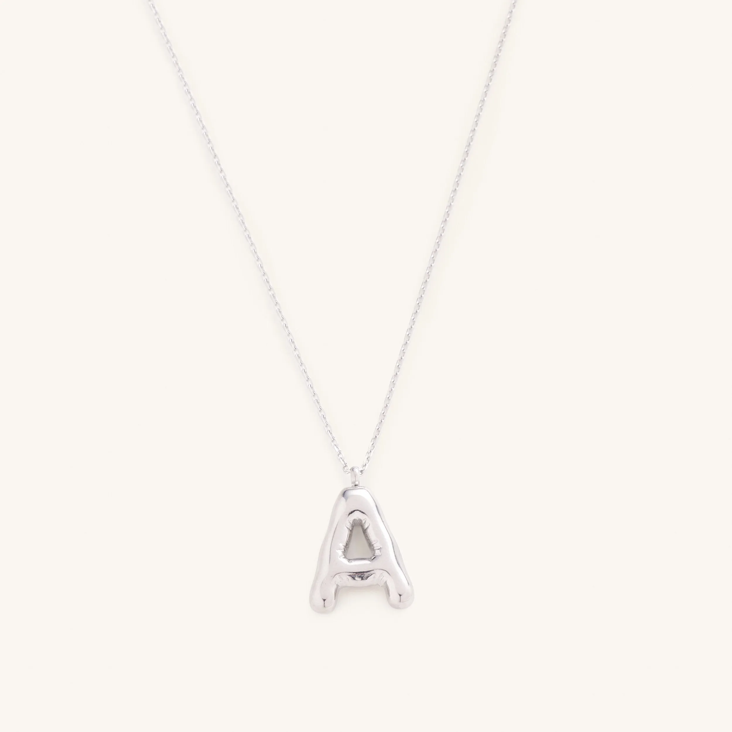 Bubble Initial Charm Necklaces- Silver