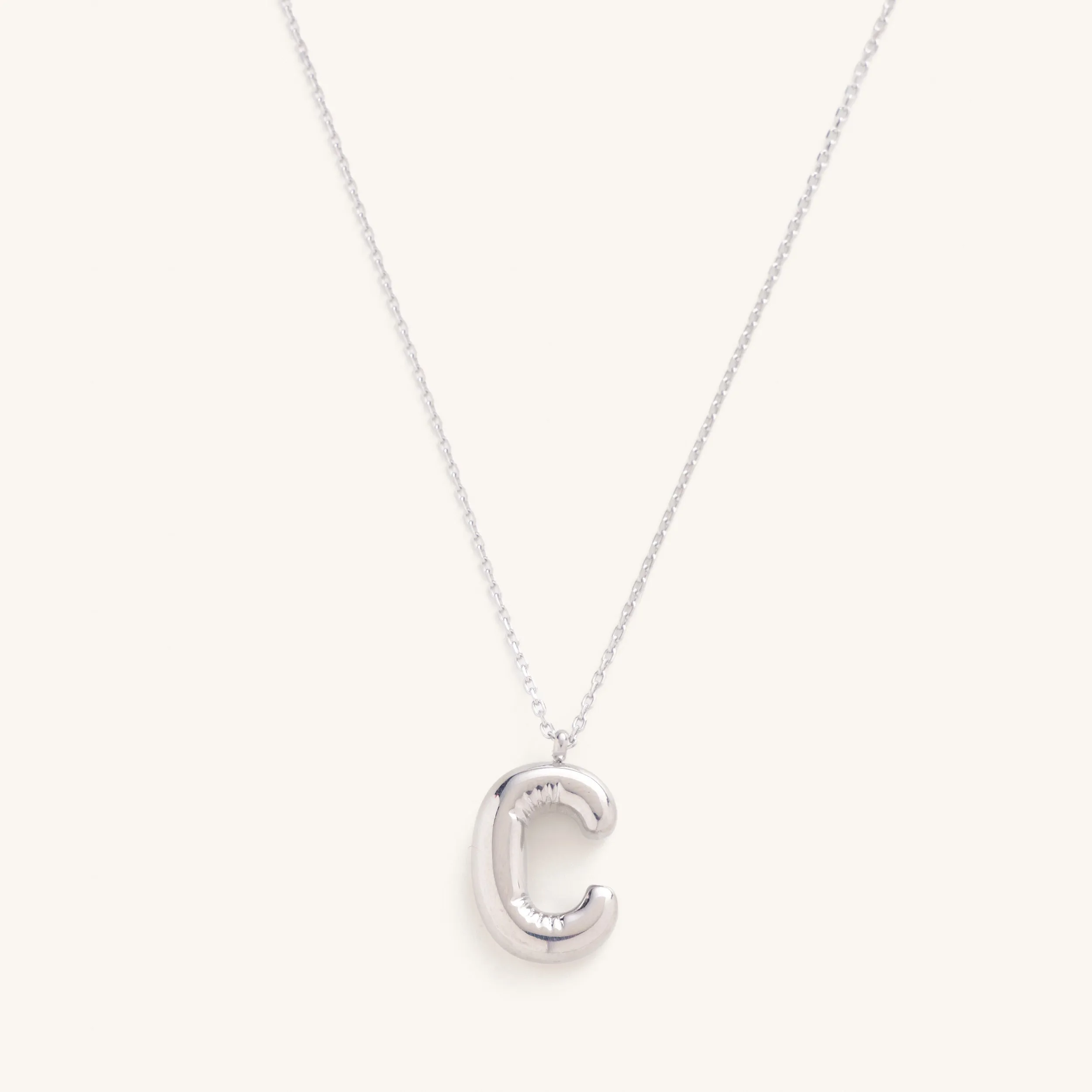 Bubble Initial Charm Necklaces- Silver