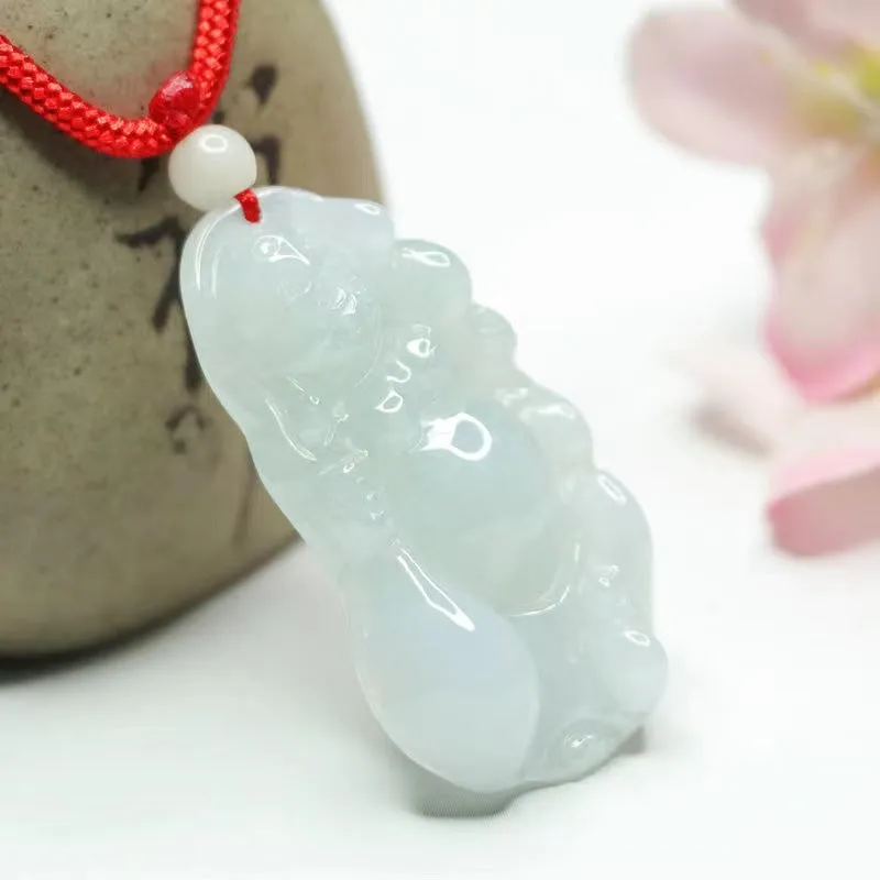 Buddha Statue Jade Pendant with Sterling Silver Chain