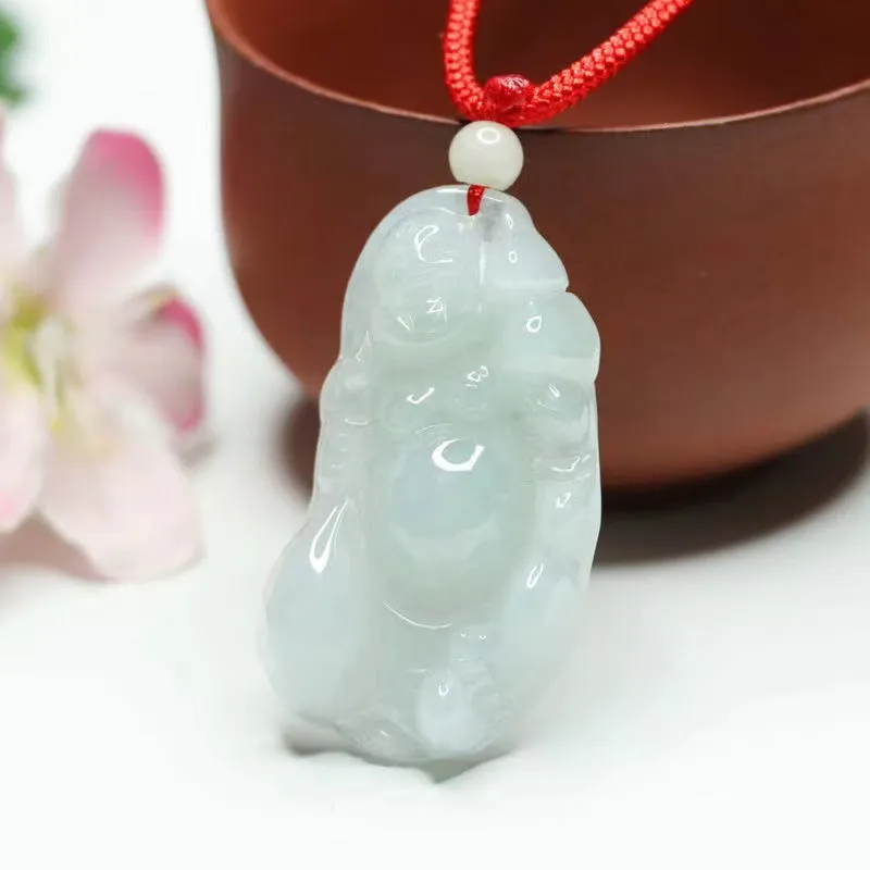 Buddha Statue Jade Pendant with Sterling Silver Chain