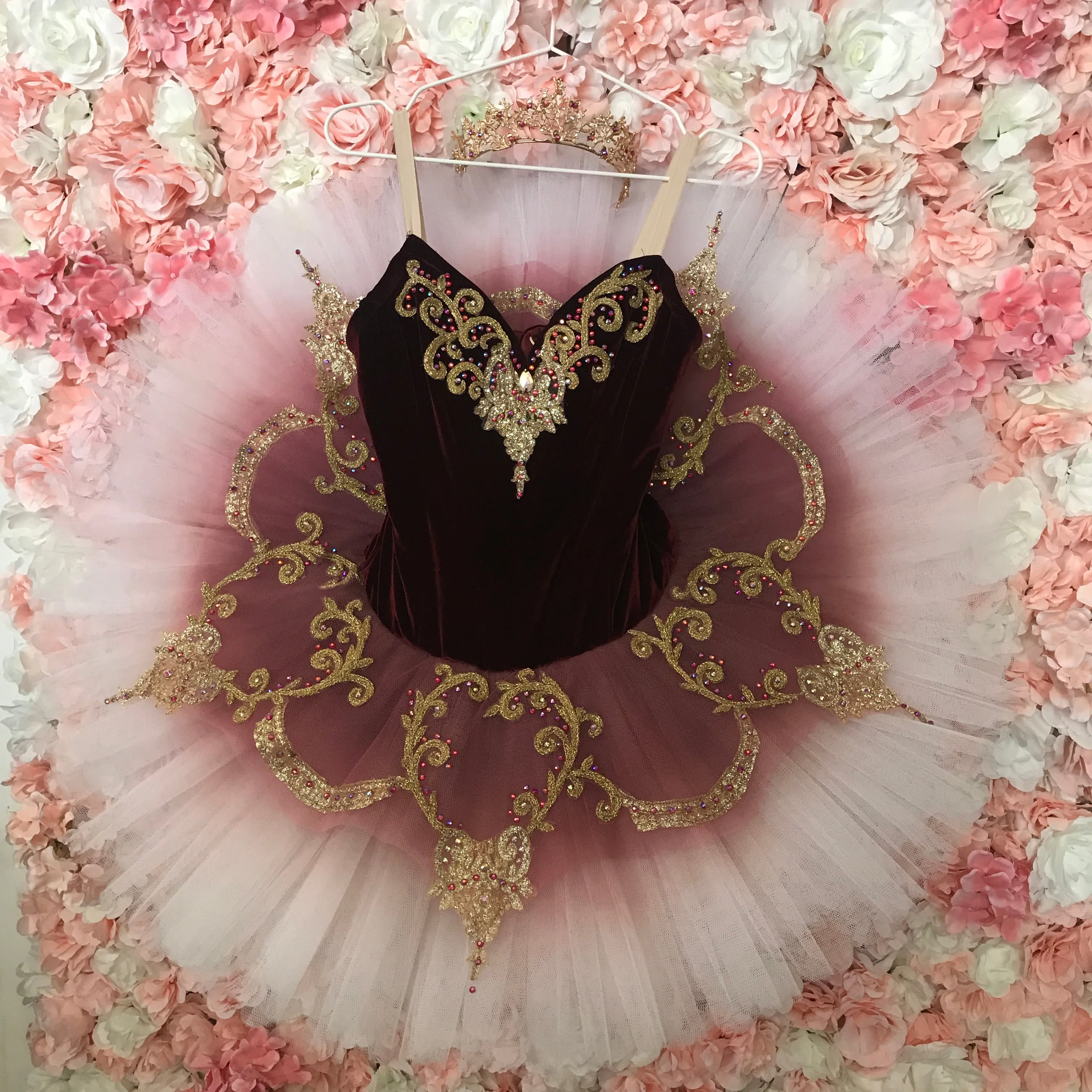 Burgundy and gold Raymonda tutu - Hire only