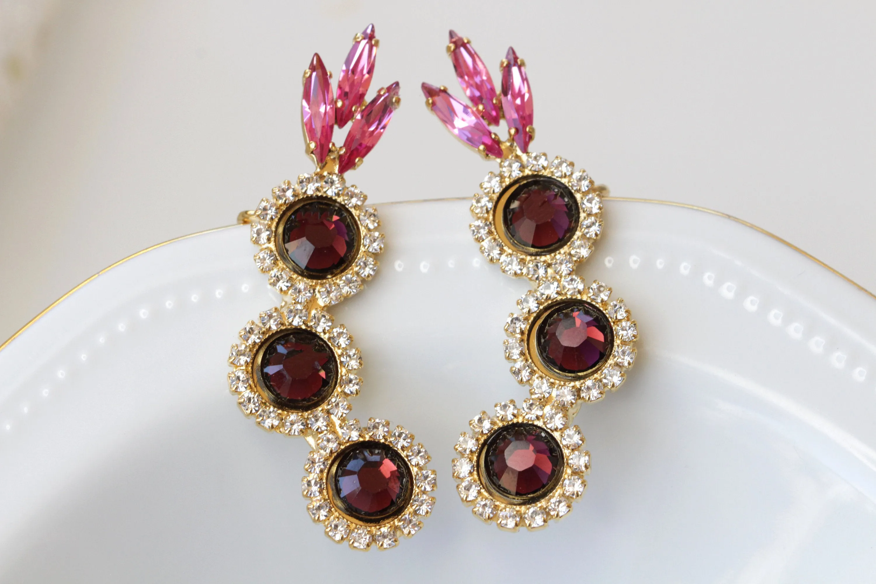 Burgundy EAR CLIMBER EARRINGS