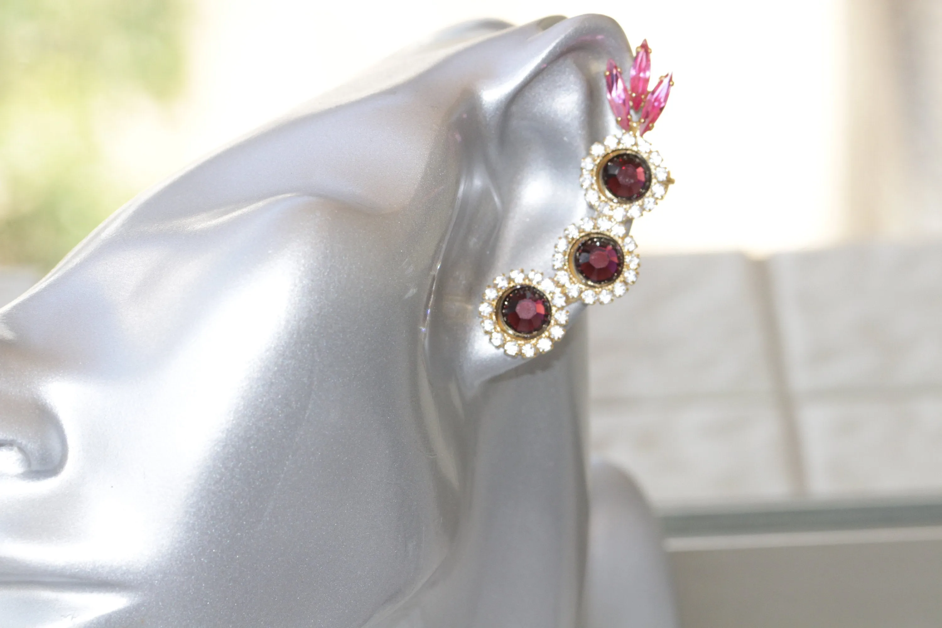 Burgundy EAR CLIMBER EARRINGS