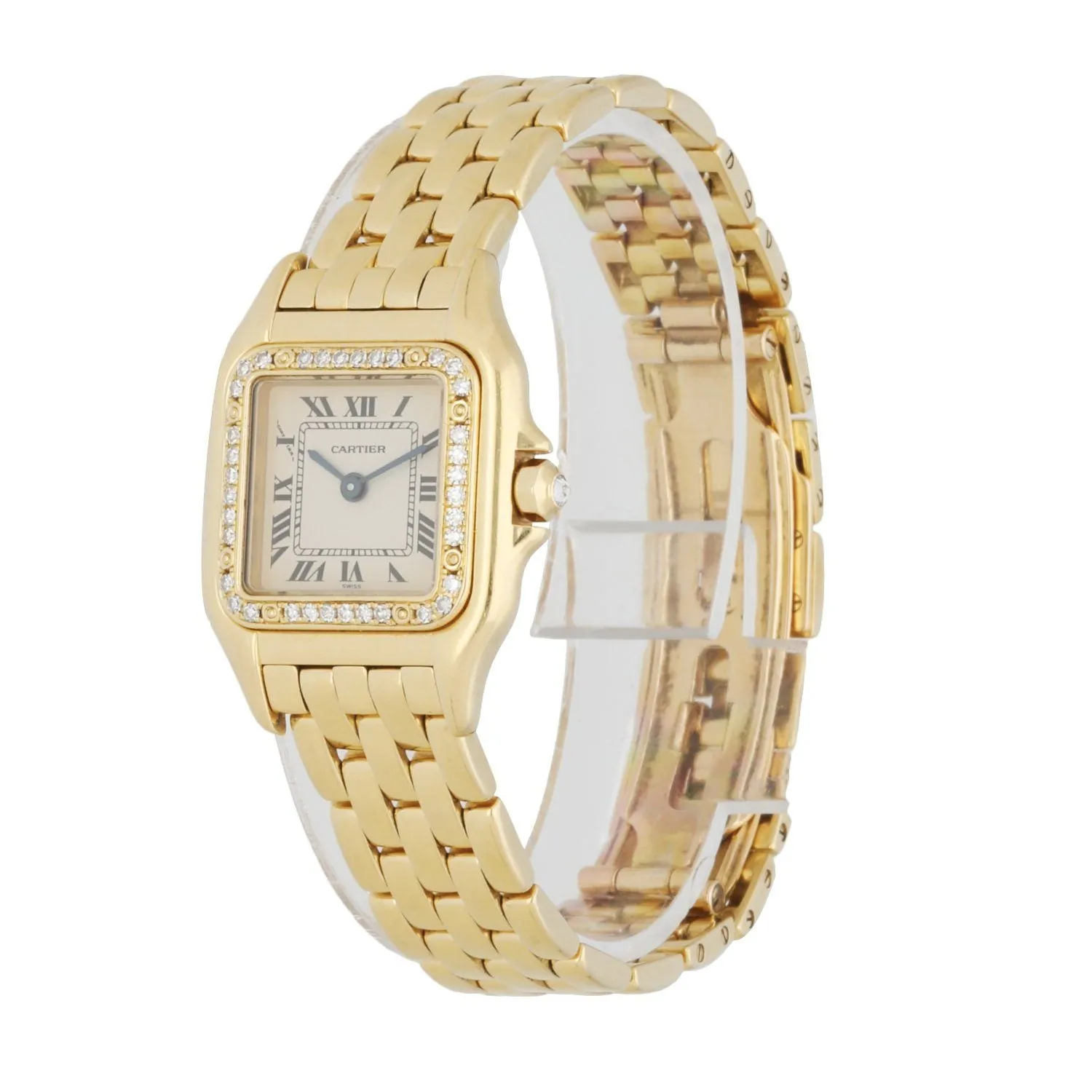 Cartier Panthere 128000M 18K yellow Gold Diamond Bezel Ladies Watch