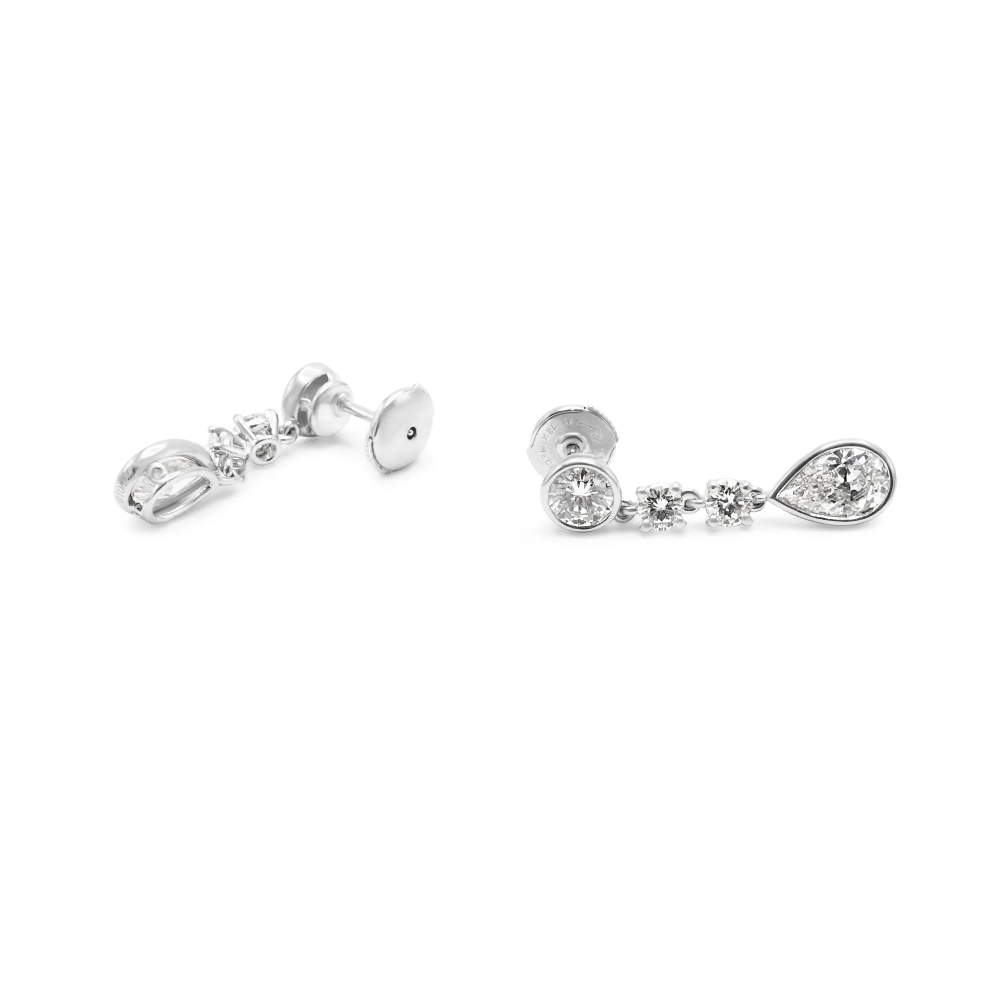 Cartier Pear & Brilliant Cut Diamond Drop Earrings - Platinum