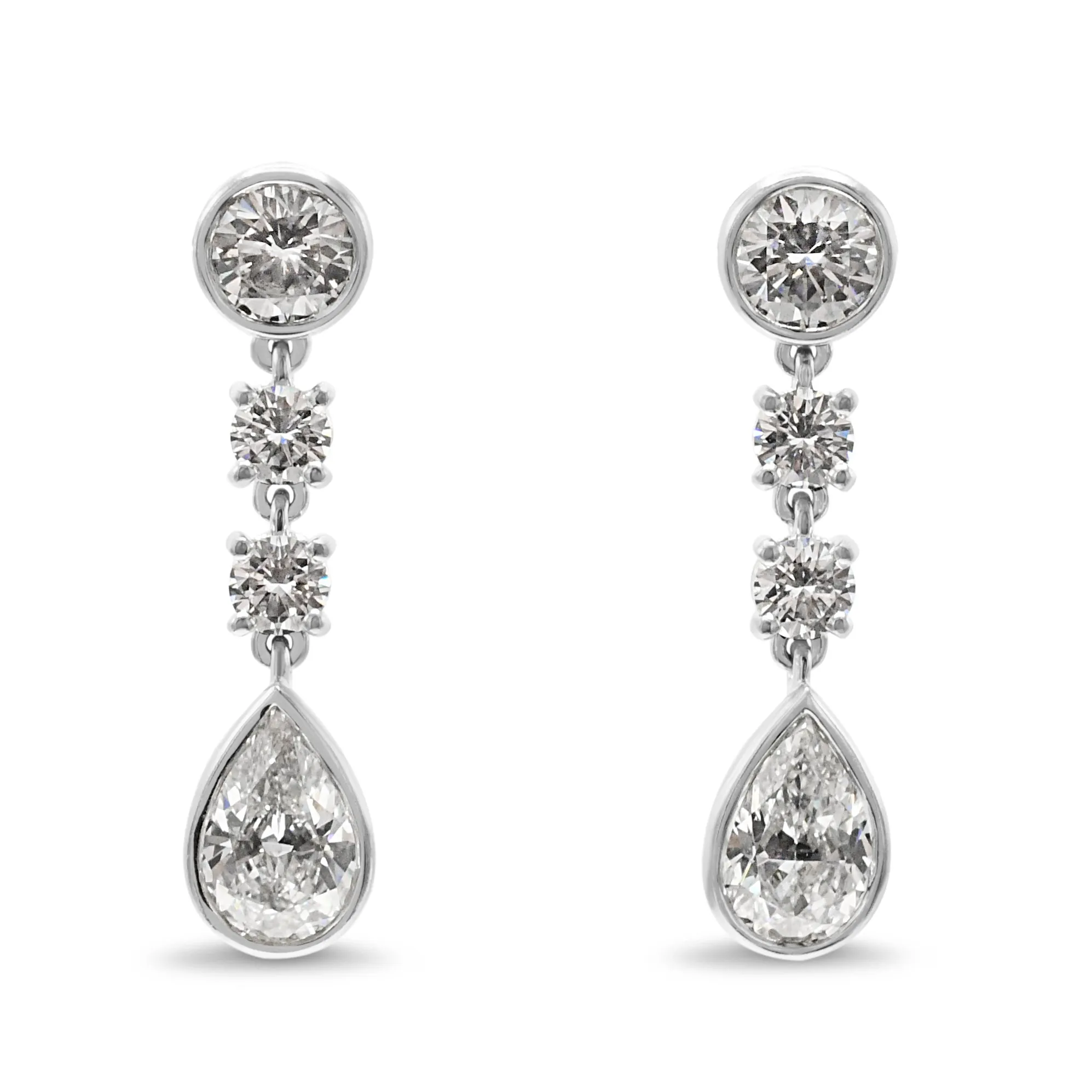 Cartier Pear & Brilliant Cut Diamond Drop Earrings - Platinum