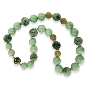 Carved Jade & Diamond Necklace