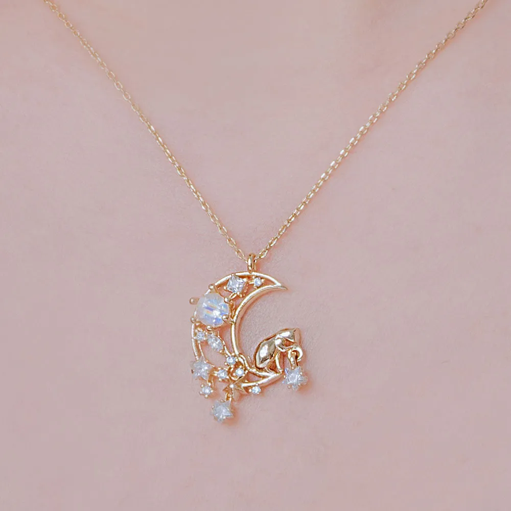 Cat Catch the Stars Necklace