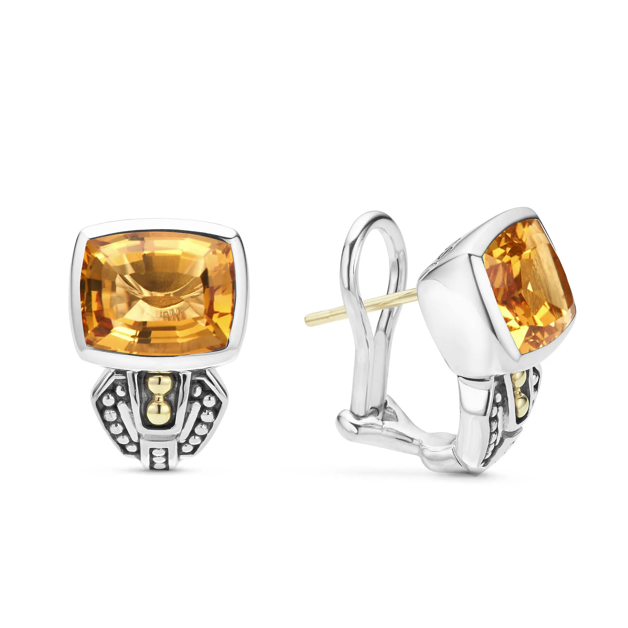 Caviar Color Bezel-Set Citrine Earrings