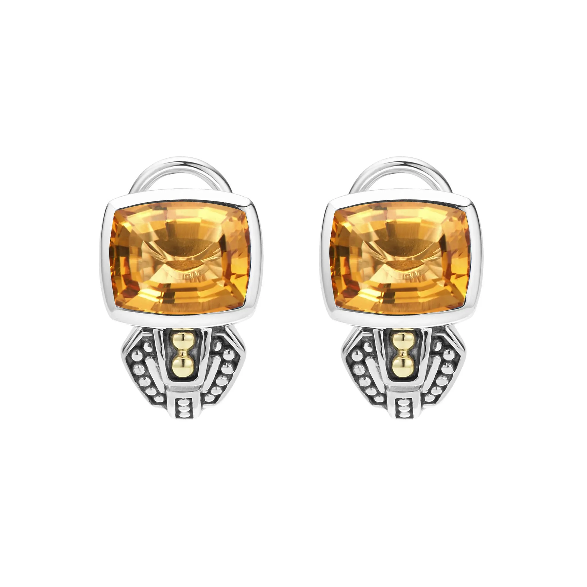 Caviar Color Bezel-Set Citrine Earrings