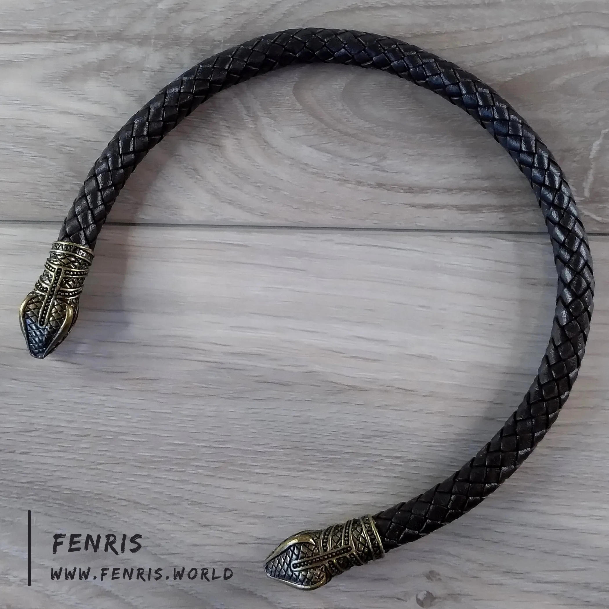 Celtic Torc Bronze Snake Brown Leather | Fenris