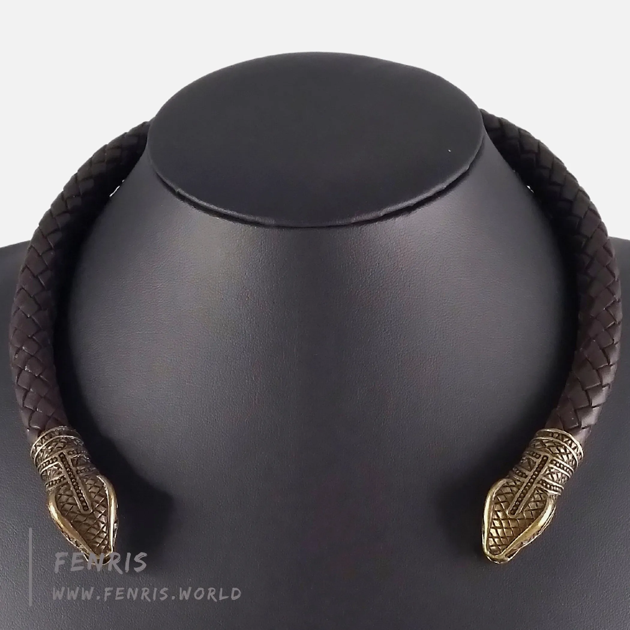 Celtic Torc Bronze Snake Brown Leather | Fenris