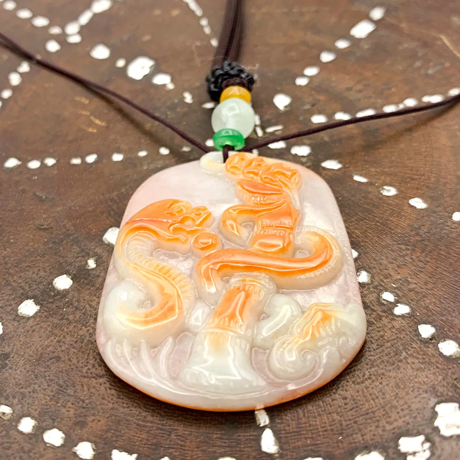 Certified Red 100% Natural A Jade Jadeite Pendant Snake Coin Necklace