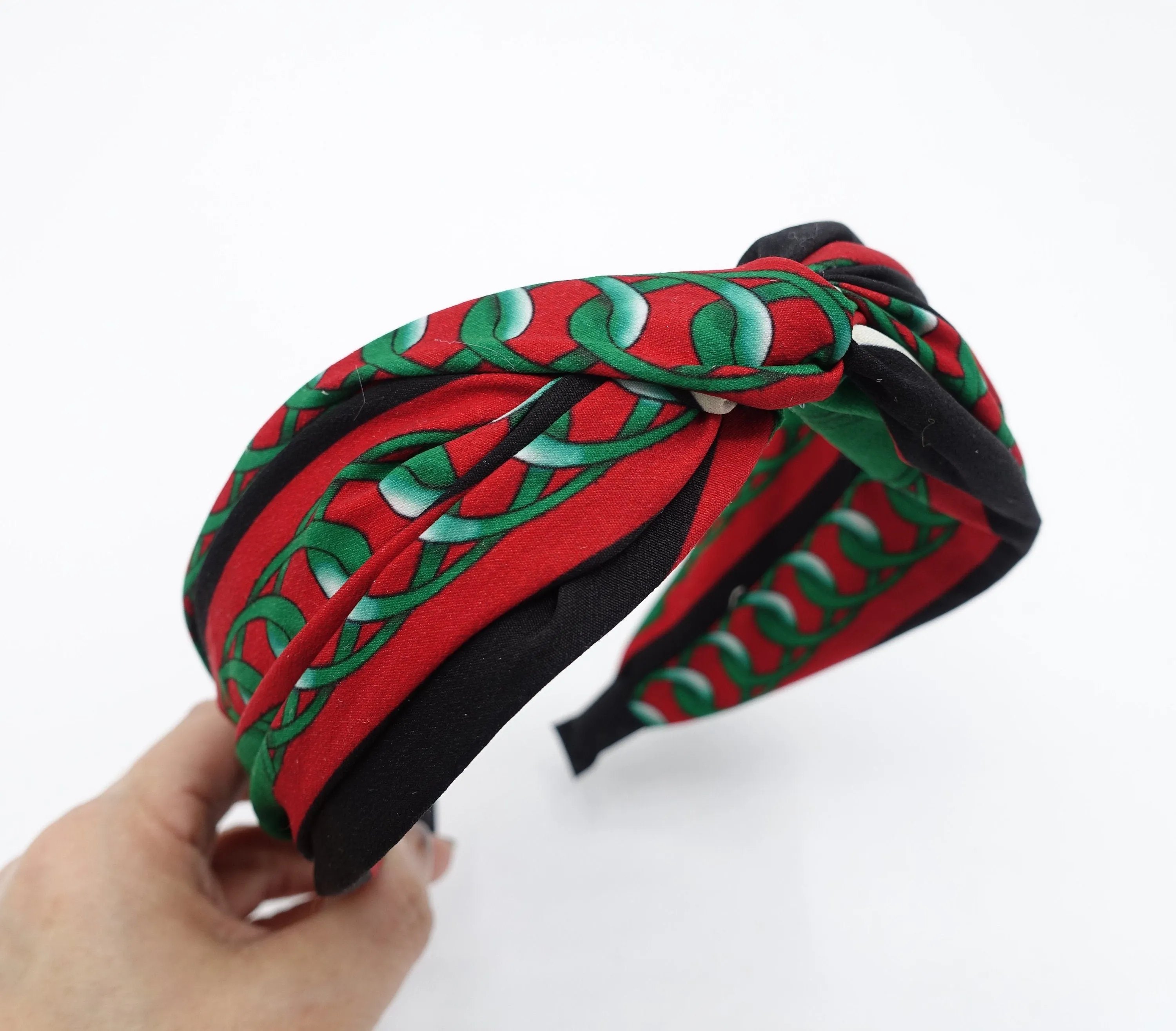 chain belt print headband cross hairband for women