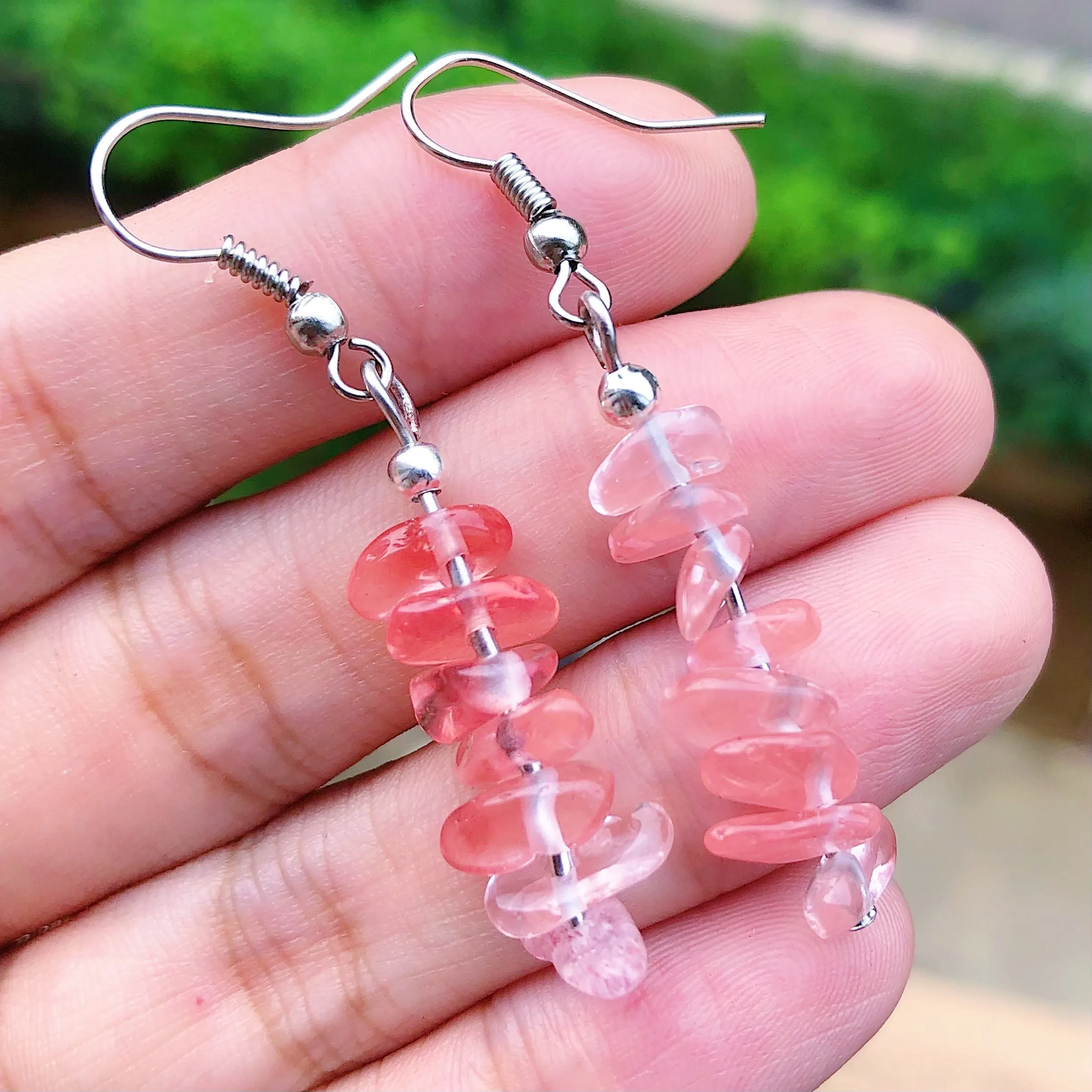 Chakra Gemstone Chip Earrings  Natural Stone Dangle Hooks