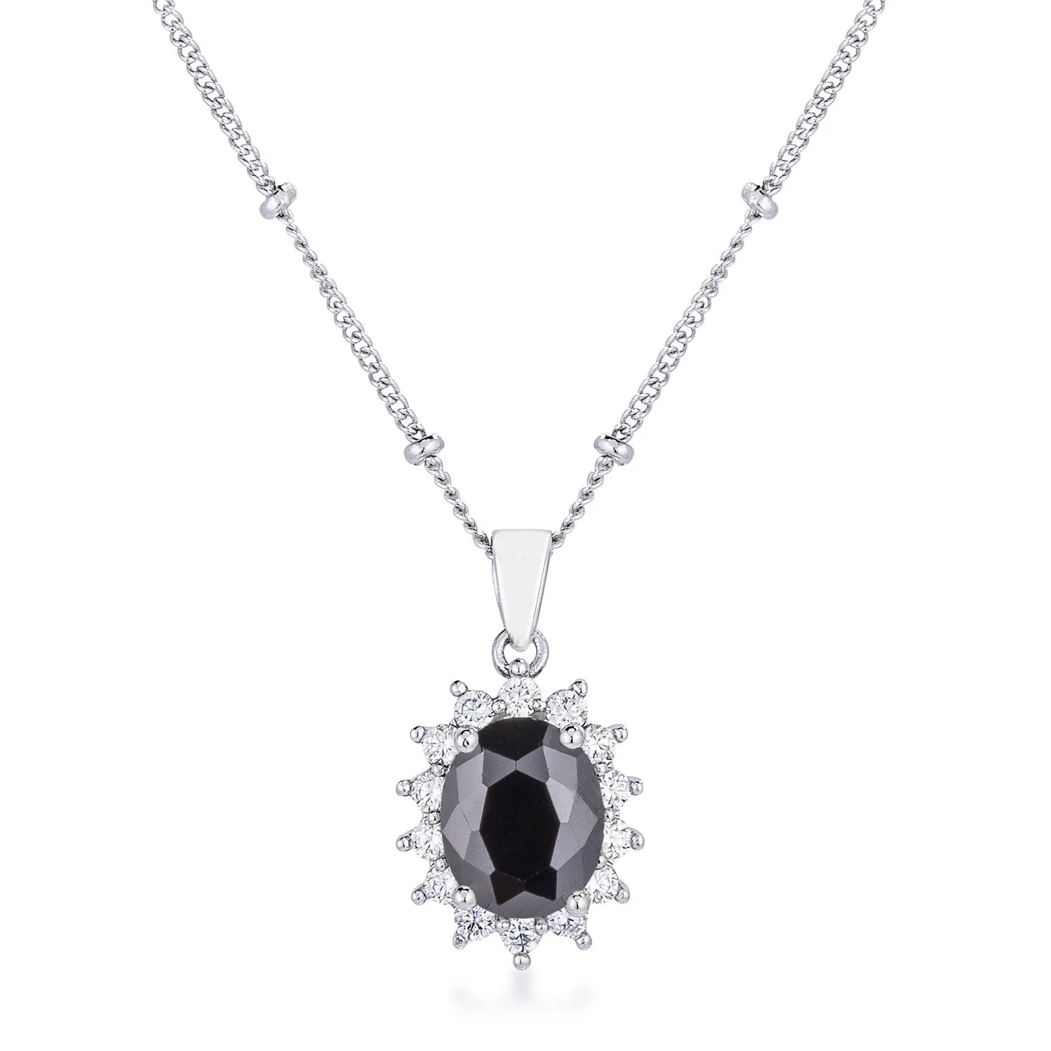 Chesna Oval Black Halo Pendant