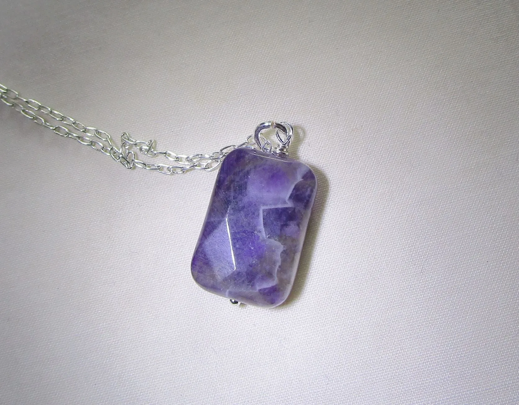 Chevron Amethyst Purple Crystal Pendant Necklace