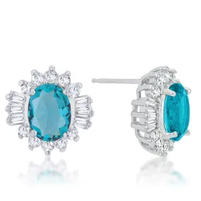 Chrisalee Vintage Aqua Halo Stud Earrings