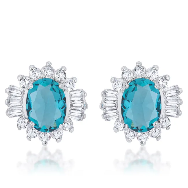 Chrisalee Vintage Aqua Halo Stud Earrings