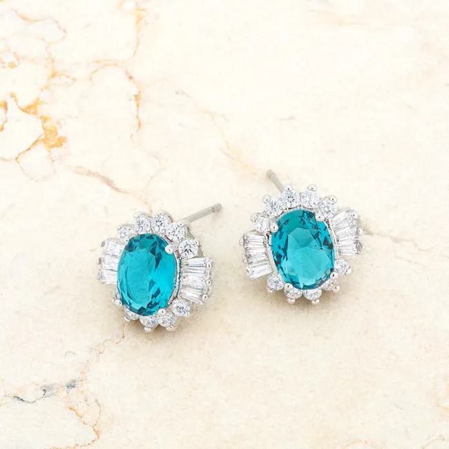 Chrisalee Vintage Aqua Halo Stud Earrings