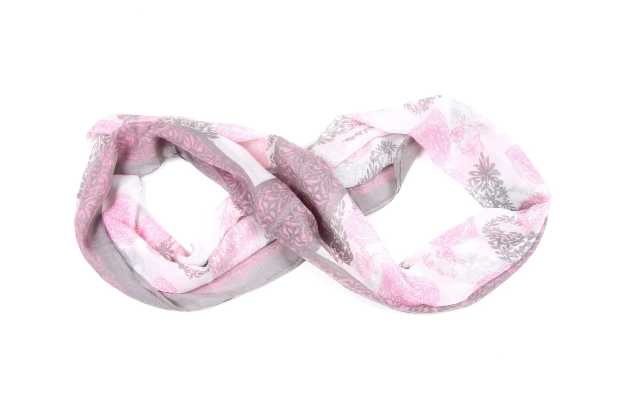 Circle Scarf / Pink & Grey / Unisex