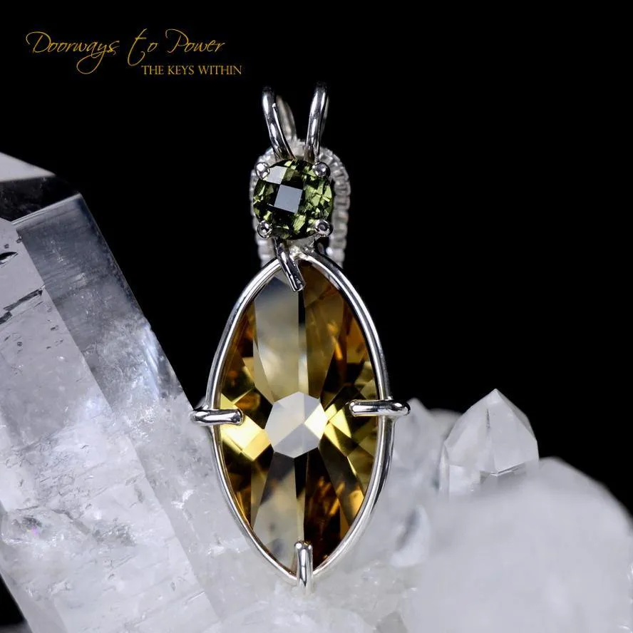 Citrine & Moldavite Infinite Eye of Horus Necklace Pendant