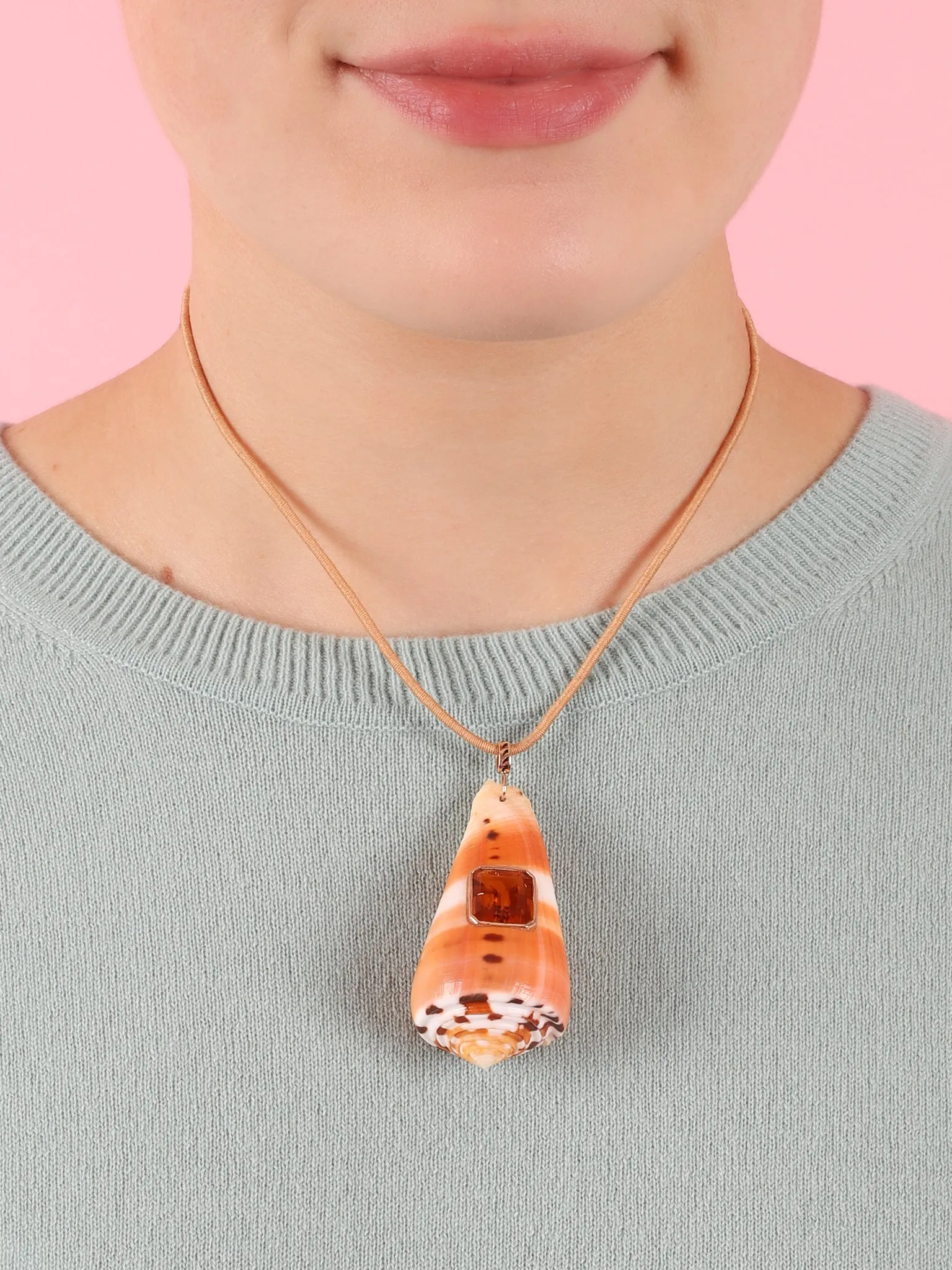 Citrine and Mitra Shell Charm