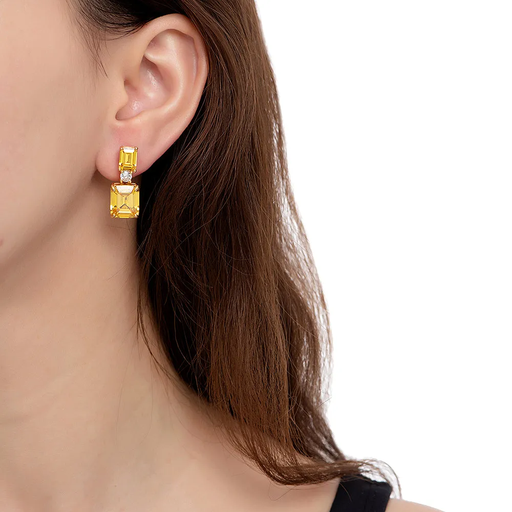 Citrine Drop Square Earrings