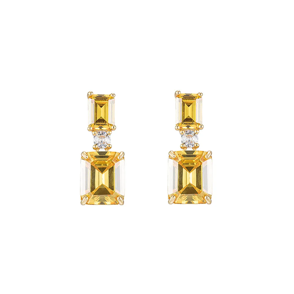 Citrine Drop Square Earrings