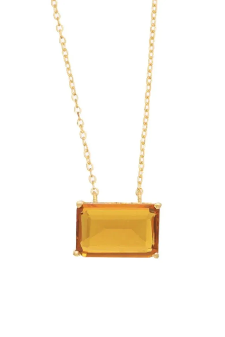 Citrine Glass Pendant Necklace