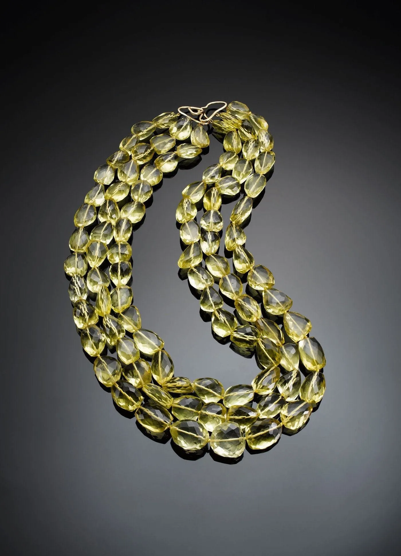 Citrine Necklace, 18K Three Strand