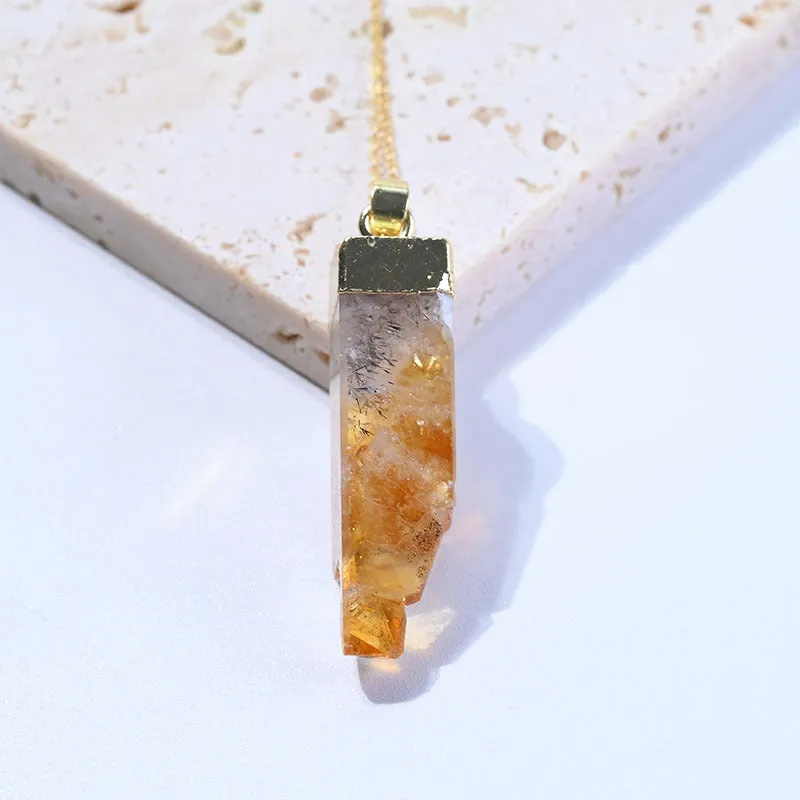 Citrine Unisex Pendant Necklace