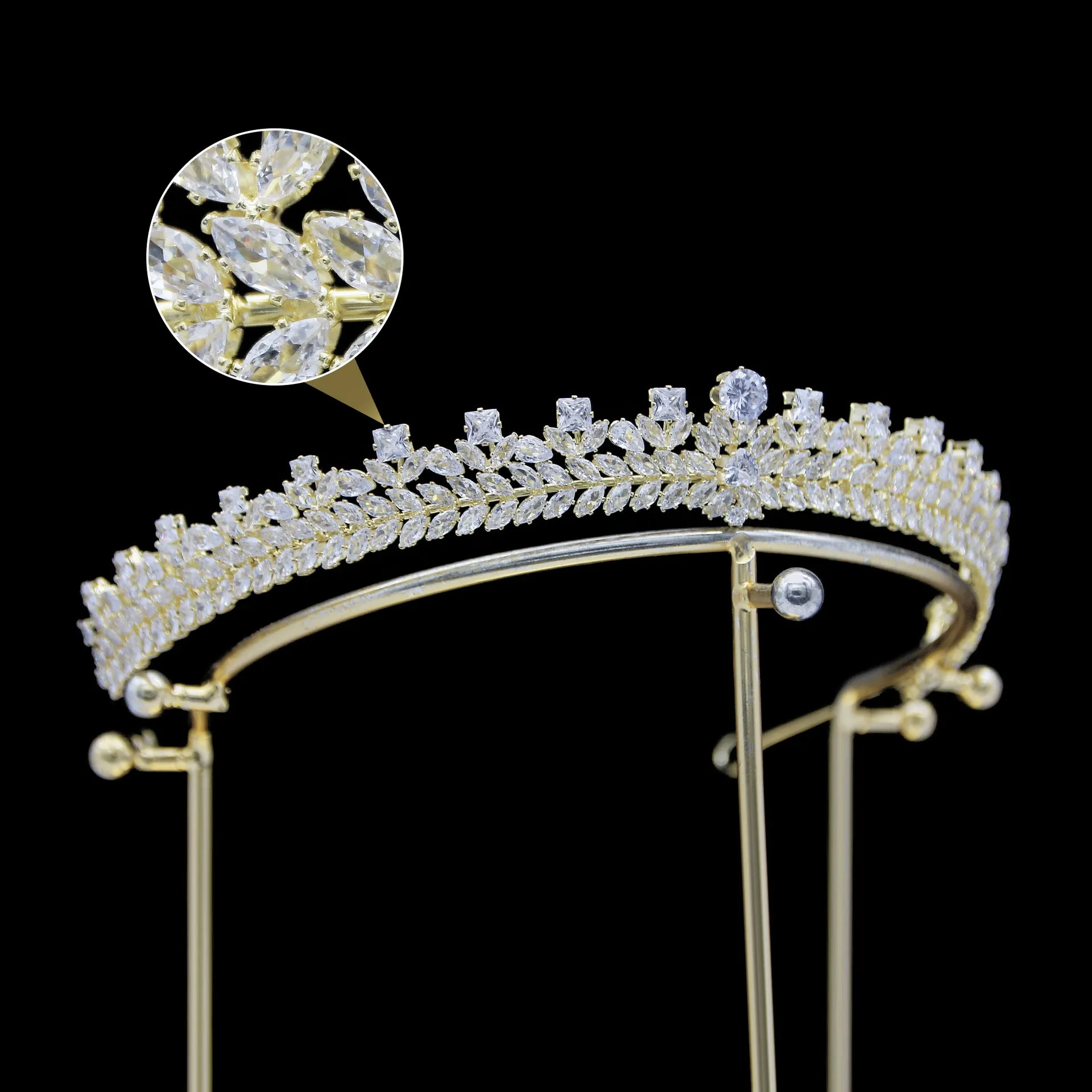 Classic Zirconia Wedding Tiara,Crystal Big Tiara for Bride,Prom,Party Head Accessories GH0142