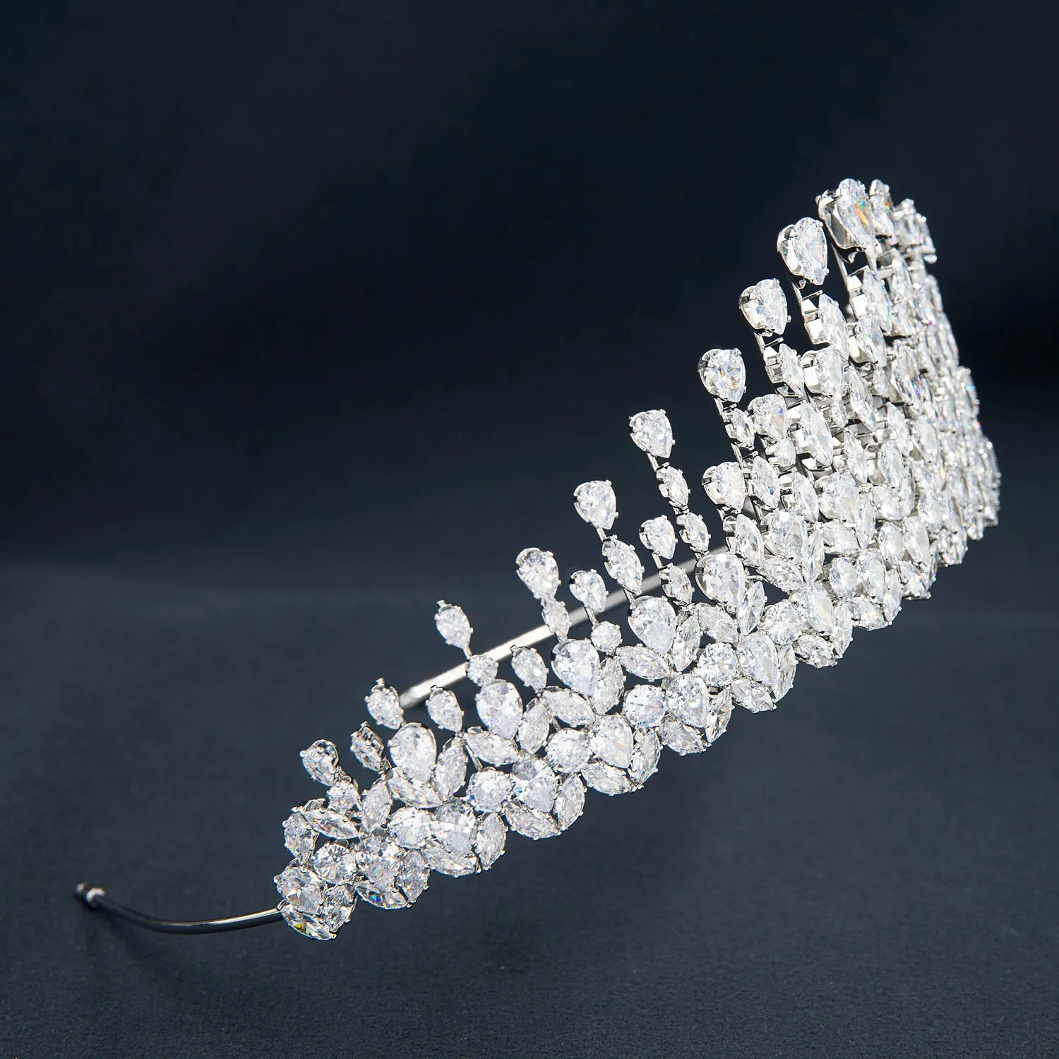 Classic Zirconia Wedding Tiara,Women's Crystal Big Tiara for Bride,Prom,Party Head Accessories GS0049