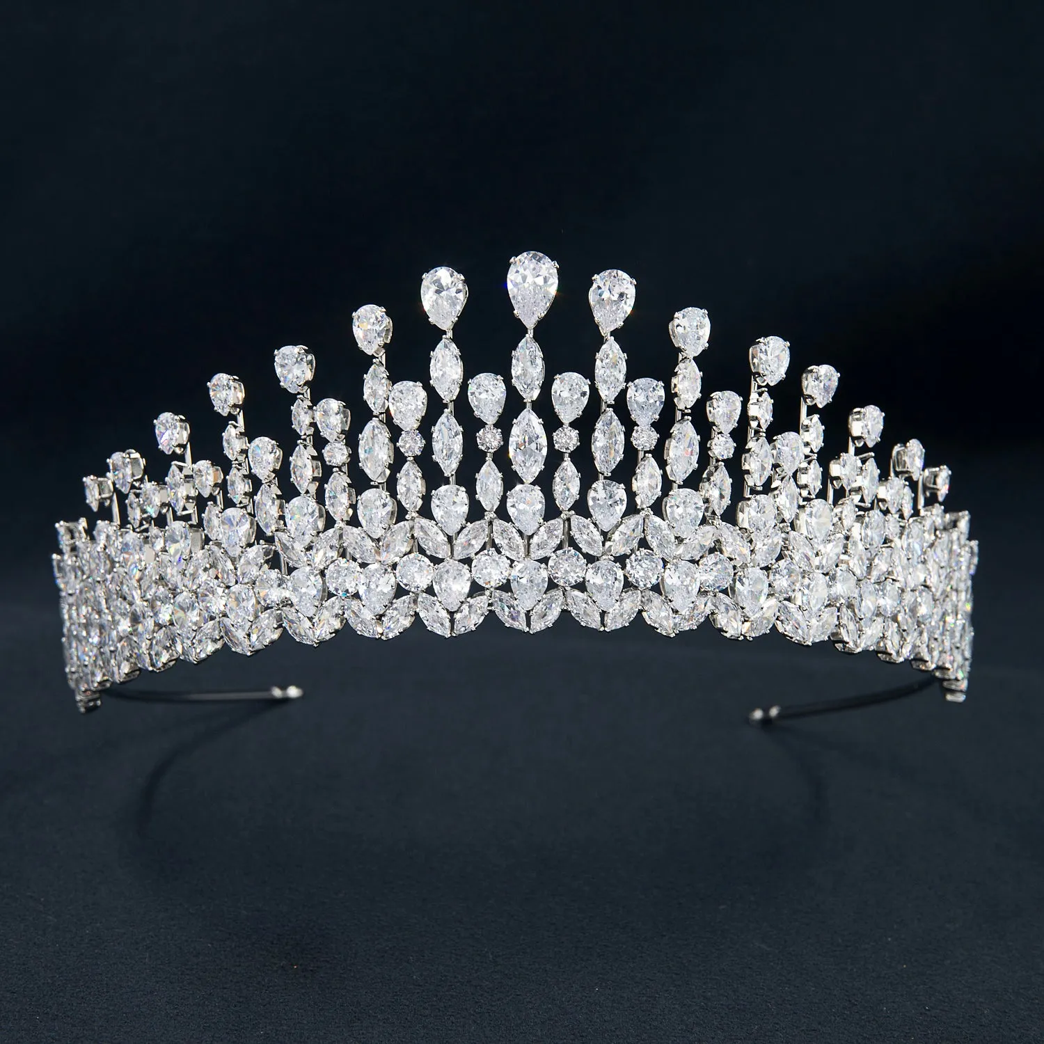 Classic Zirconia Wedding Tiara,Women's Crystal Big Tiara for Bride,Prom,Party Head Accessories GS0049