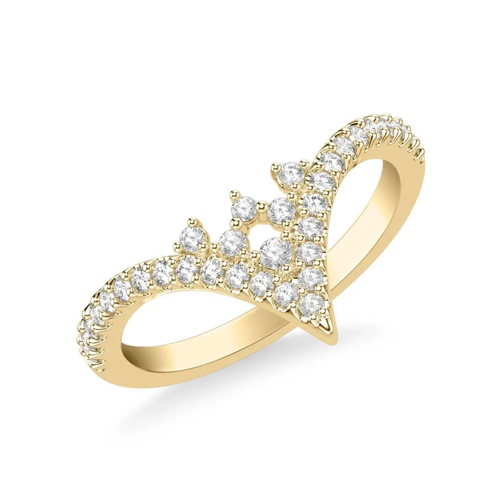 Cluster Diamond Contour Wedding Band