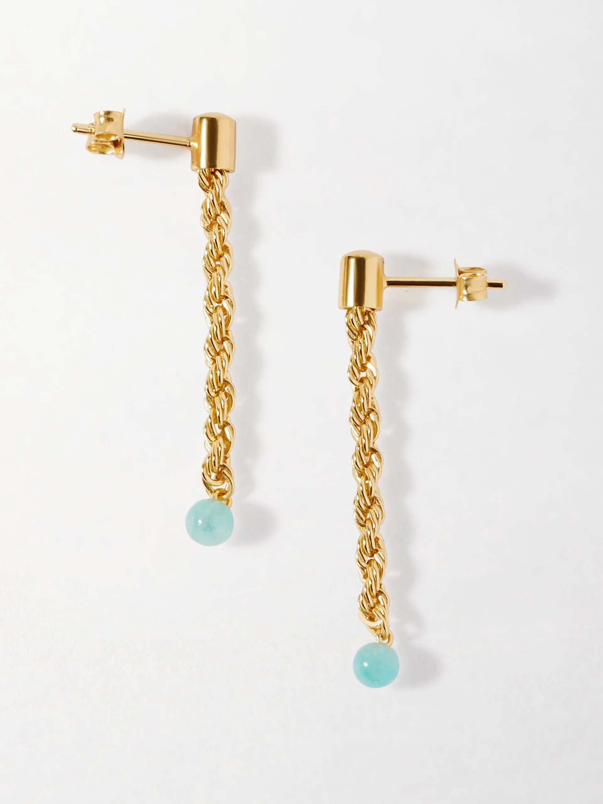 Coastal rope drop amazonite earrings