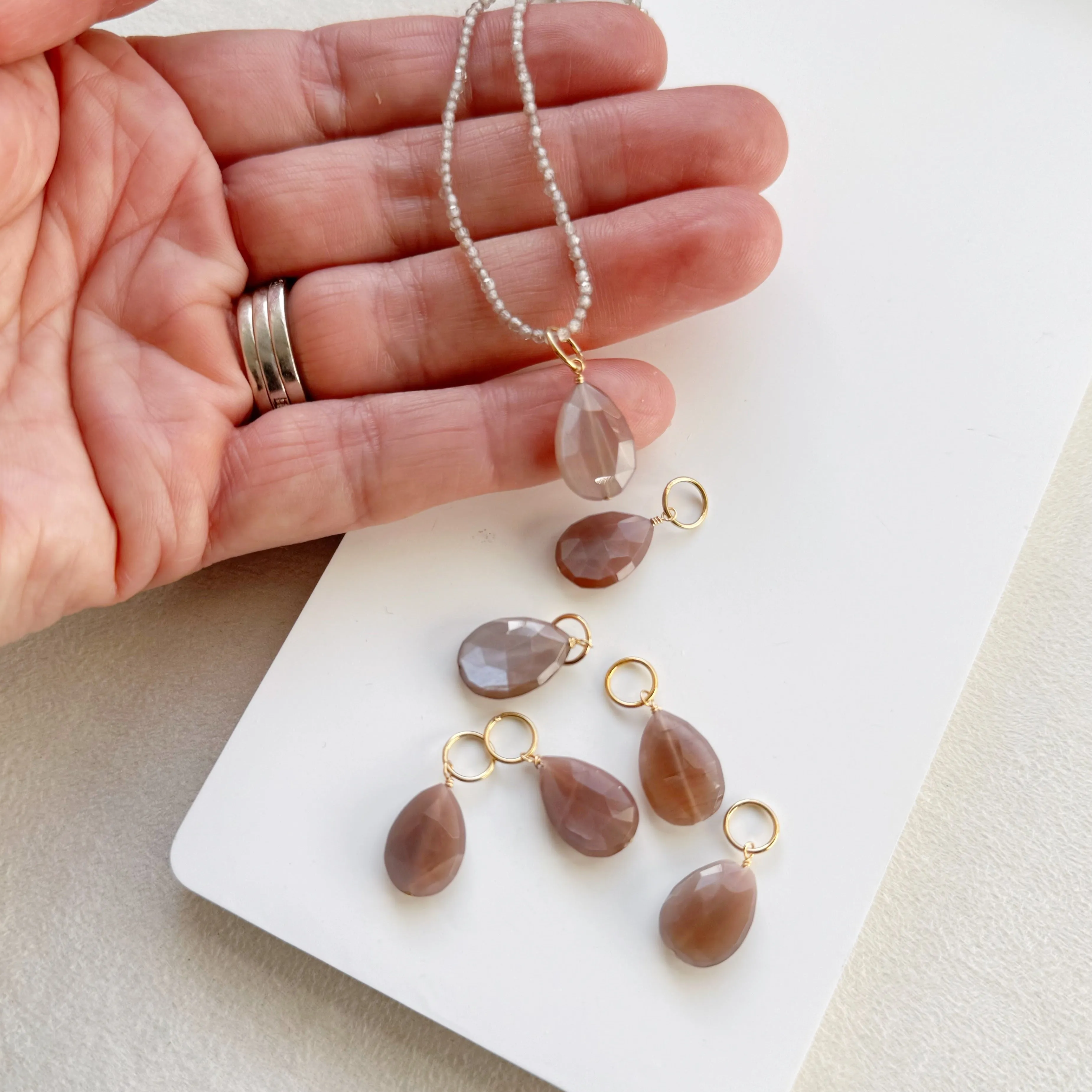 Coffee Moonstone Drop Bijou Charm