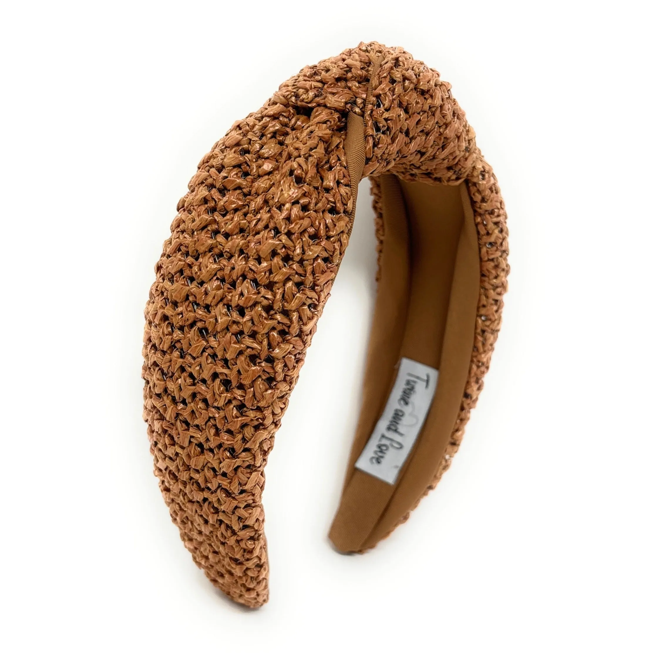 Coffee Raffia Woven Top Knot Headband