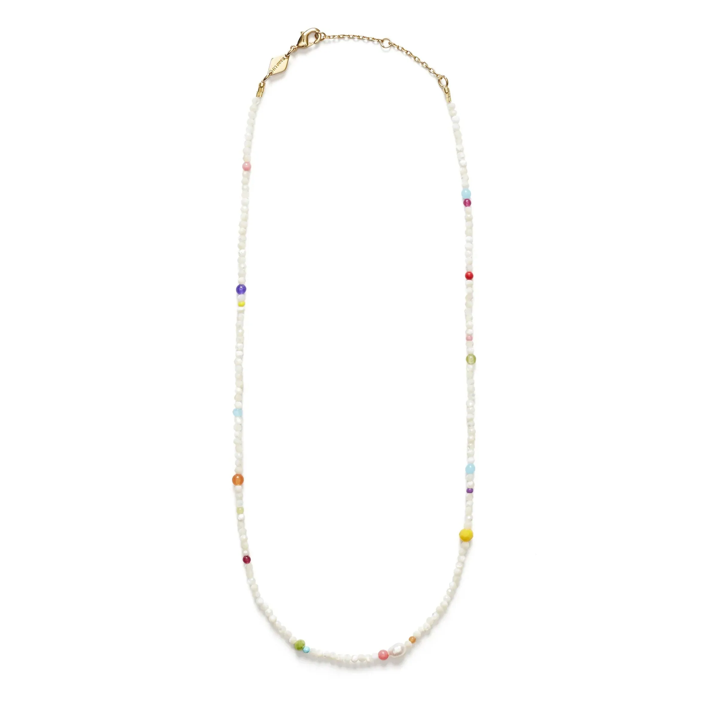 Confetti Gem Necklace, White Shell