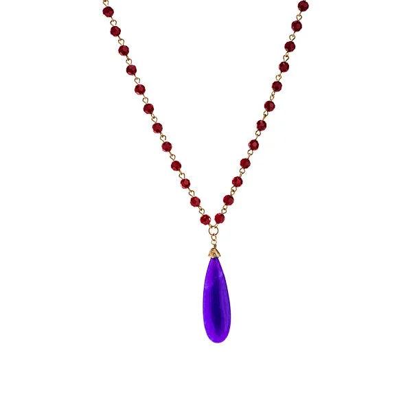 Corinne Teardrop Stone Beaded Necklace - 4 Colors