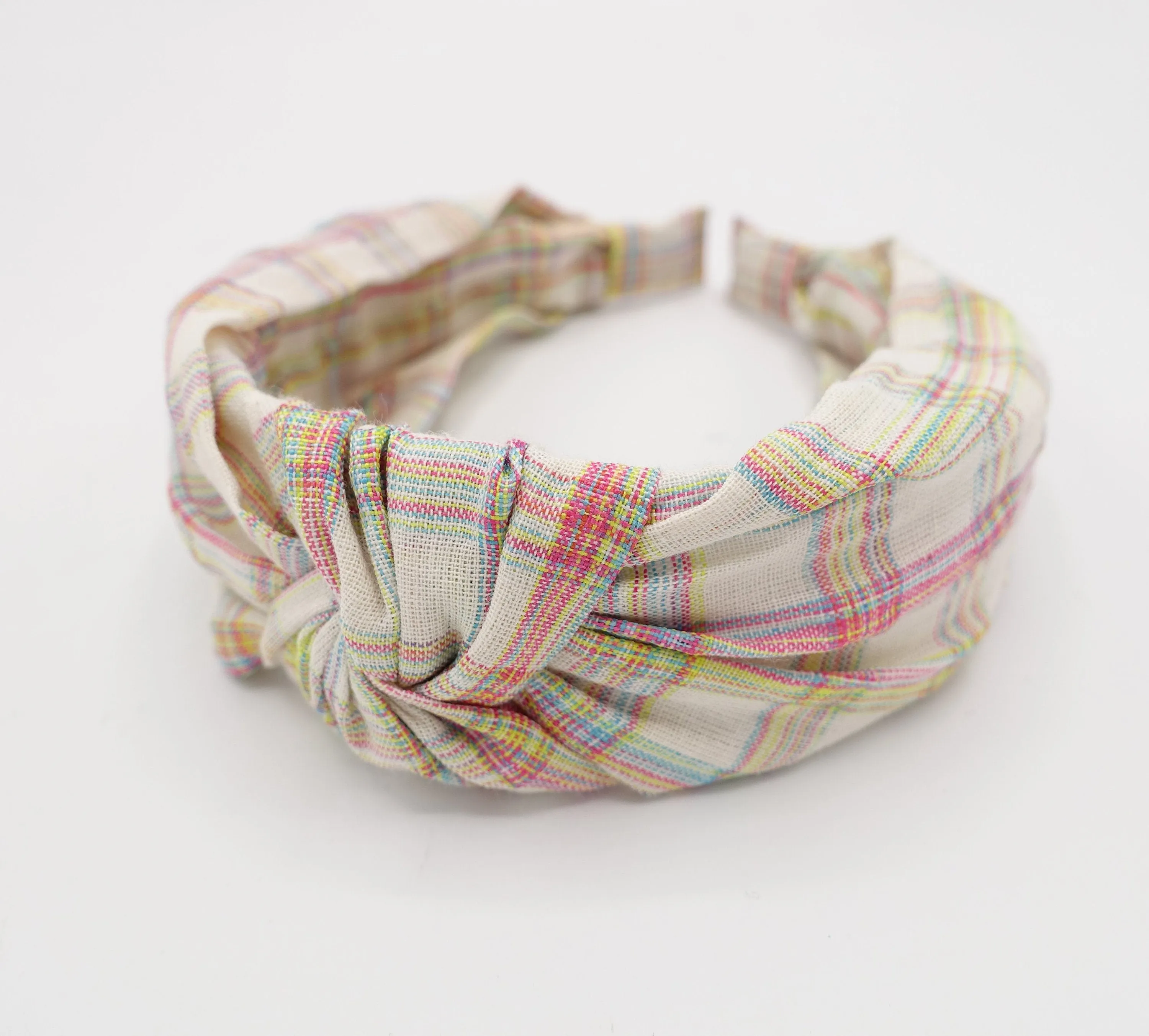 cotton knot headband tartan check hairband pretty plaid check fashion headband for women