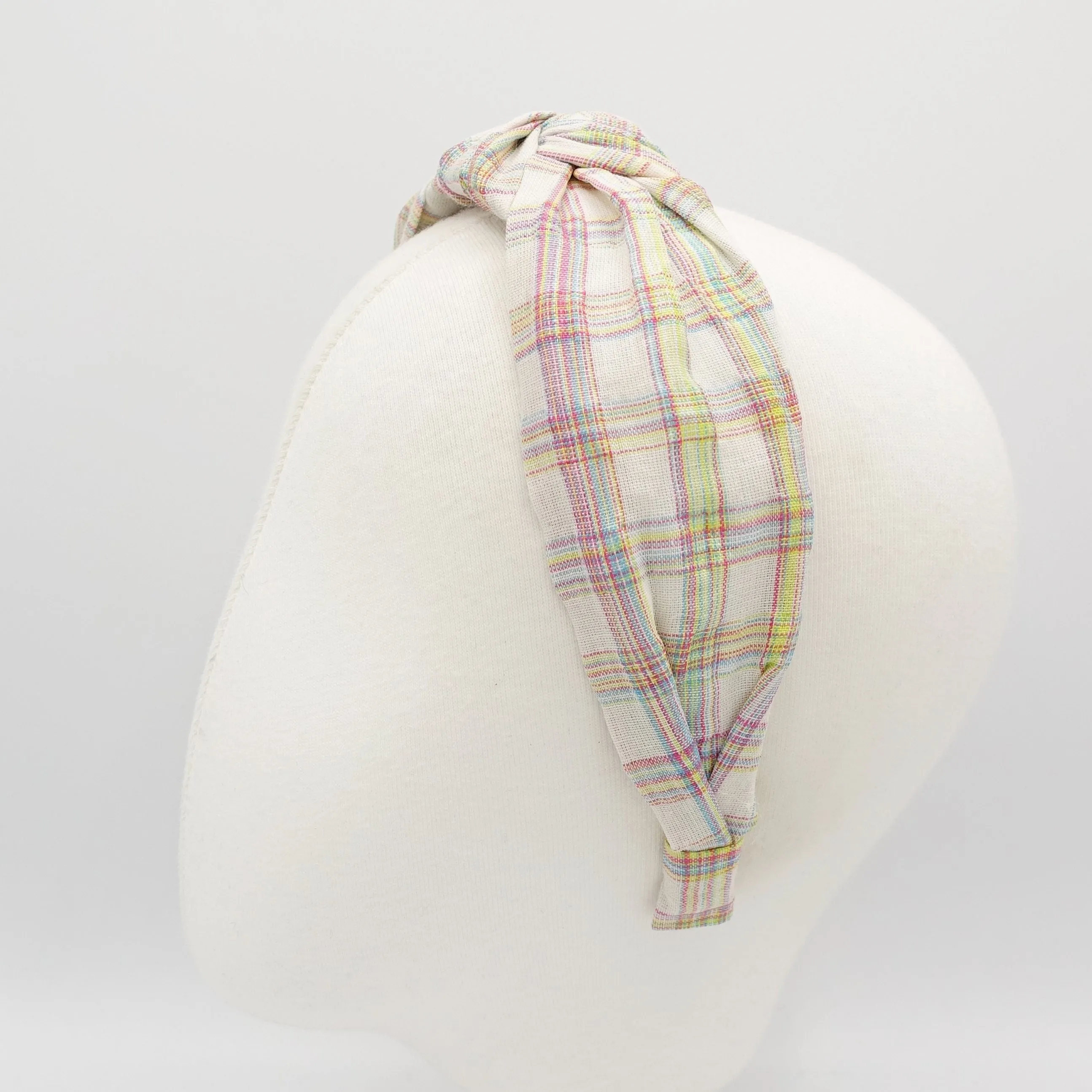 cotton knot headband tartan check hairband pretty plaid check fashion headband for women